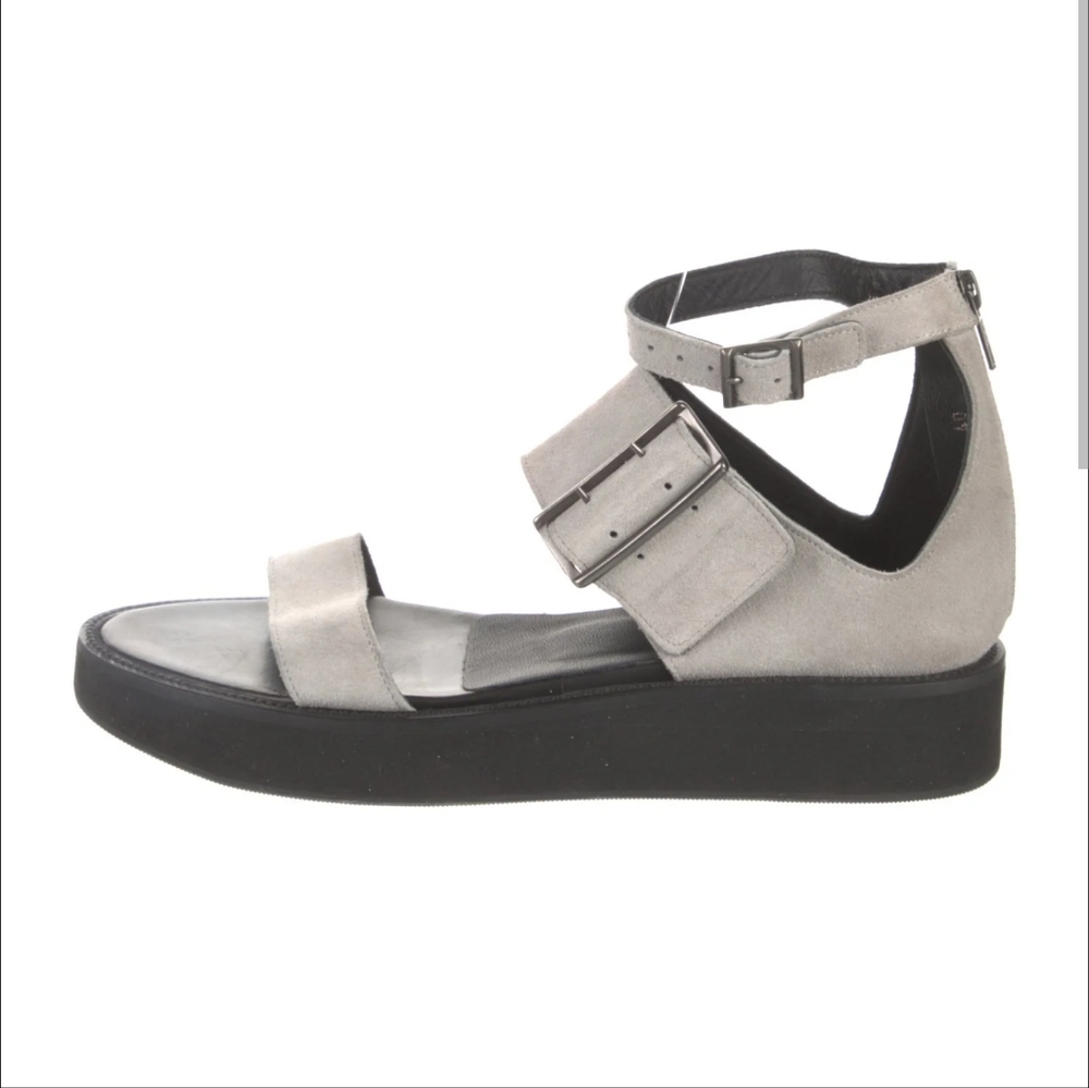 Helmut Lang Suede Leather Sandals Strap buckle platform